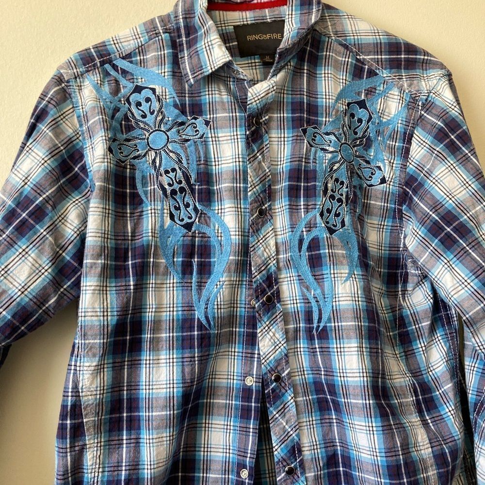 Ring of Fire Western Style Mexican Style Button Down Shirt